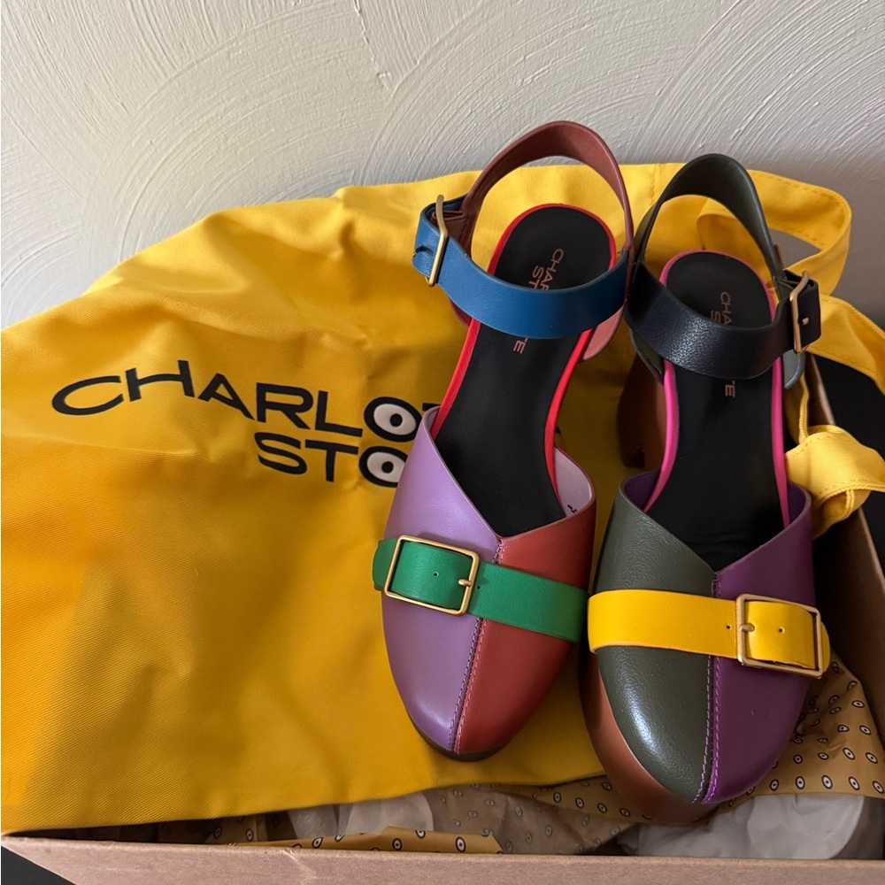 Charlotte Stone Red and Green Sandals Chunky Design